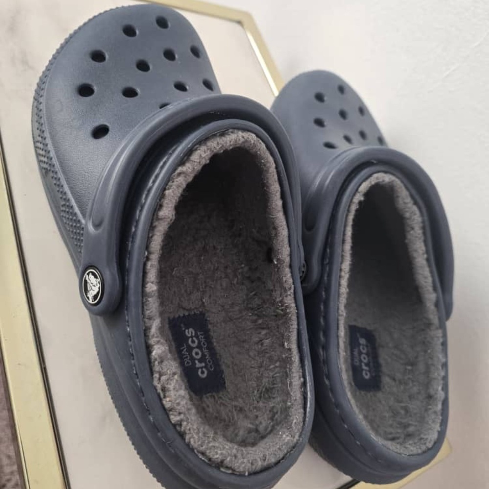 Crocs Classic Lined Clog (Navy Blue) Dual Comfort Fleece Lining Women’s Size 8 - Picture 3 of 6